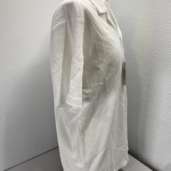 Blanco By Nature Men’s Textured Cotton Button Shirt Size L White - Picture 4 of 14
